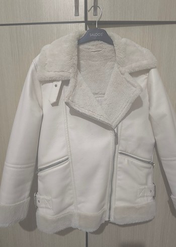 Kadın krem biker mont - Görsel 5