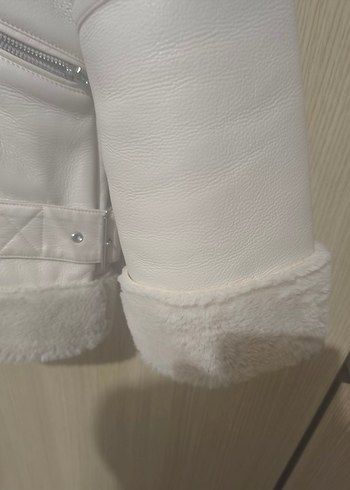 Kadın krem biker mont - Görsel 3