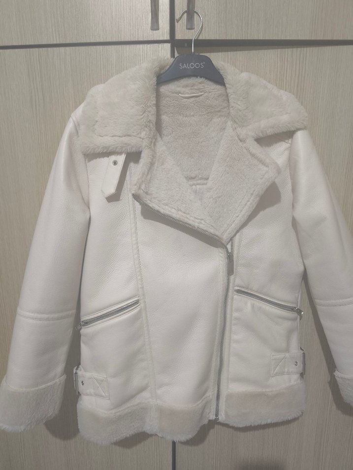 Kadın krem biker mont - Görsel 5