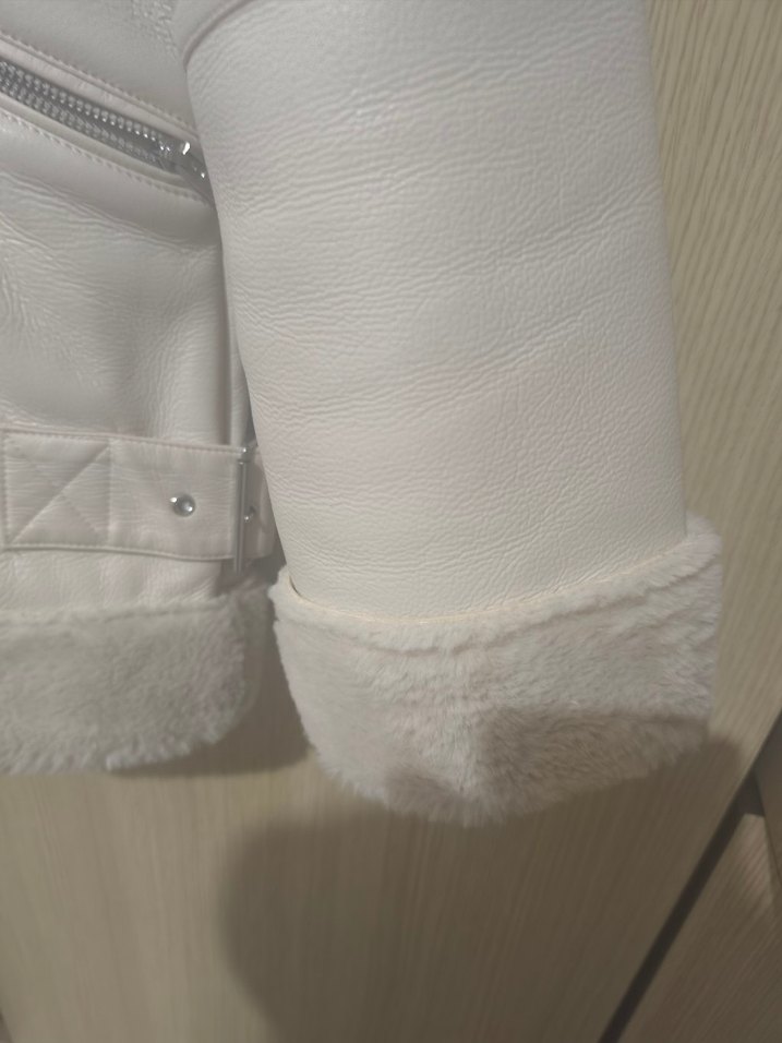 Kadın krem biker mont - Görsel 3