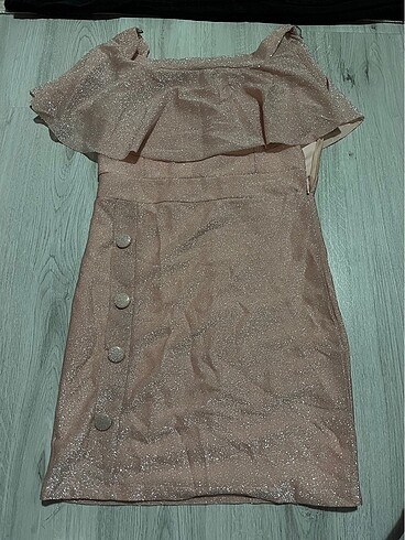 Pembe simli elbise