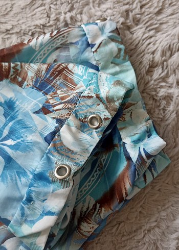 Mavi Çiçek Desenli Haşema Mayo - Görsel 2