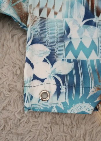 Mavi Çiçek Desenli Haşema Mayo - Görsel 4