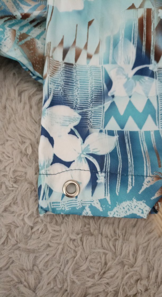 Mavi Çiçek Desenli Haşema Mayo - Görsel 4