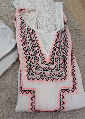 Bohem Beyaz Mini Şort plaj - Görsel 4