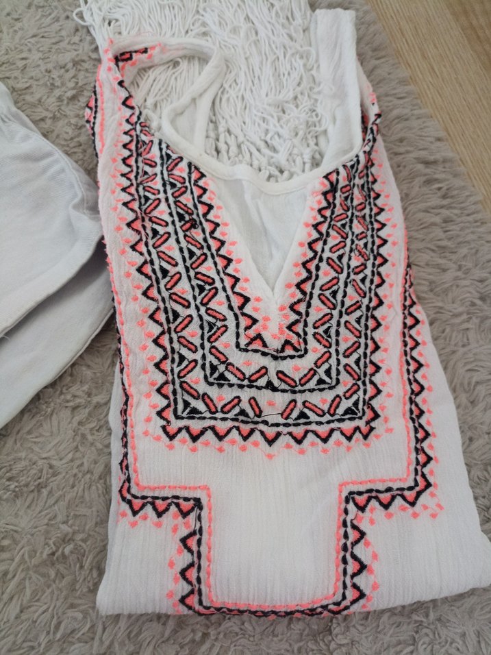 Bohem Beyaz Mini Şort plaj - Görsel 4