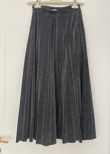 American Vintage Gri Pilili Uzun Kadın Etek astarlı