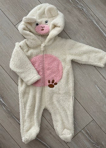 Kapüşonlu Beyaz Kürklü Bebek Tulumu - Görsel 5