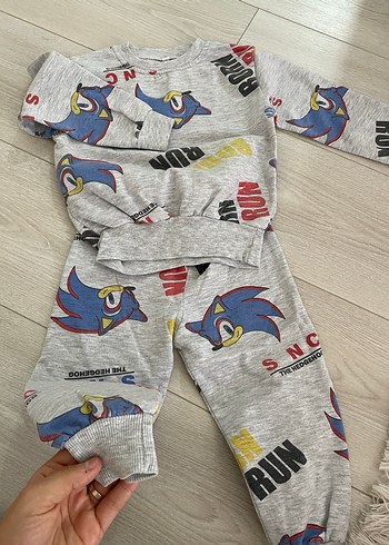 Mavi Erkek Bebek Örme Sweatshirt ve Pantolon Takımı - Görsel 3