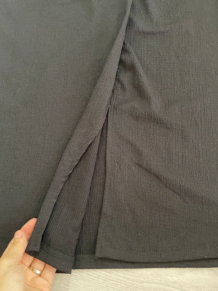 Drapeli Siyah Uzun Kadın Etek - Görsel 3