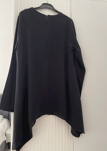 Siyah Kadın Salaş Tunik, Uzun Kollu, Midi - Görsel 3