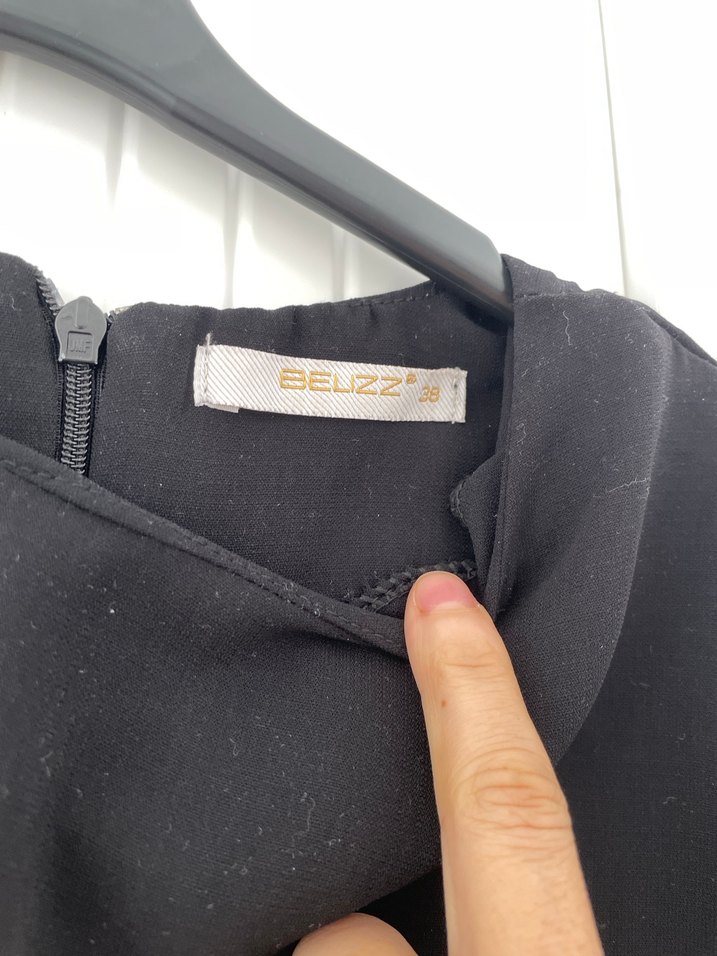 Siyah Kadın Salaş Tunik, Uzun Kollu, Midi - Görsel 2