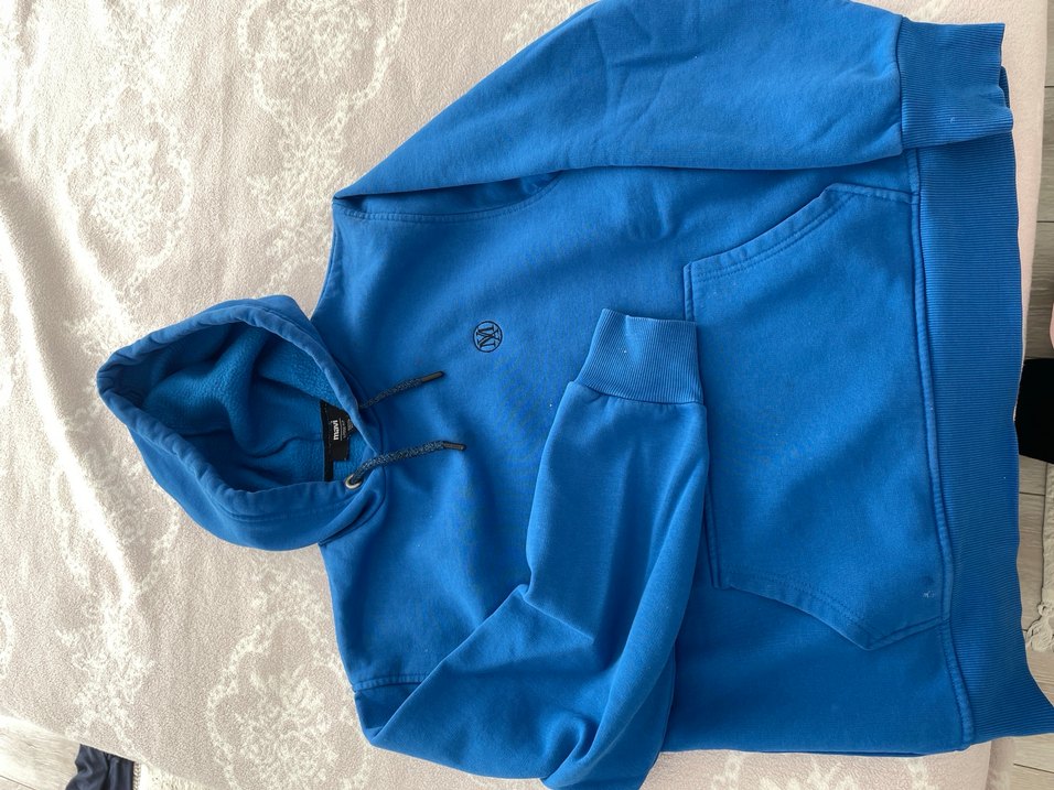 Mavi Fermuarlı Kapüşonlu Sweatshirt - Görsel 2