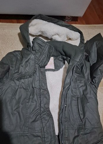 Düğmeli Uzun Gri Kadın Mont - Görsel 4