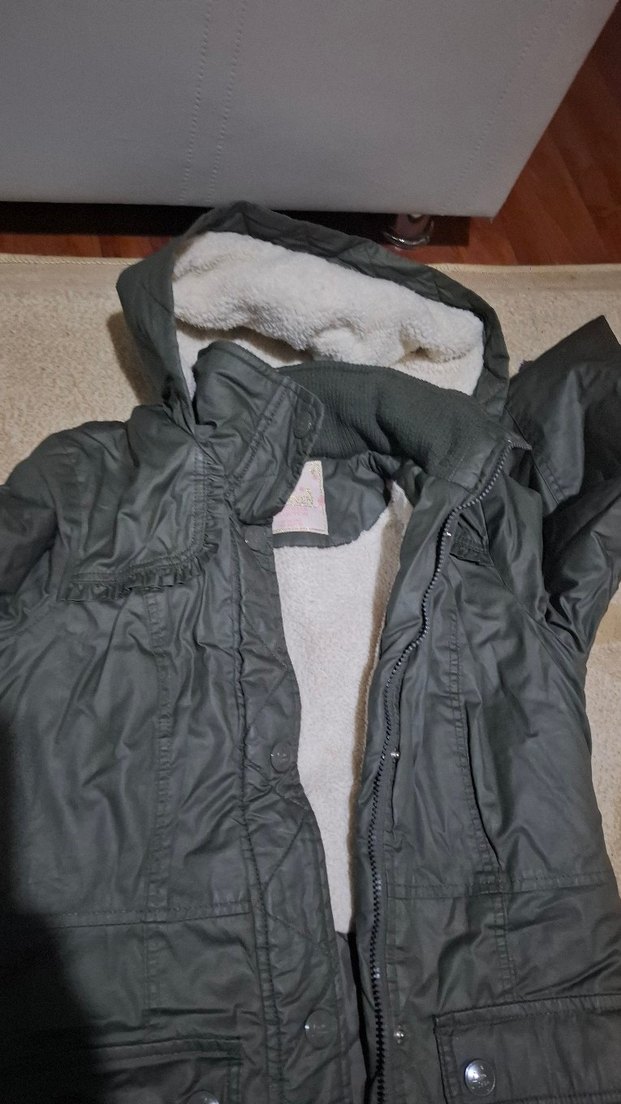 Düğmeli Uzun Gri Kadın Mont - Görsel 4