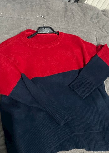 Kırmızı Lacivert Kadın Triko Kazak - Görsel 2