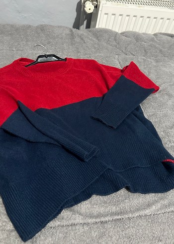 Kırmızı Lacivert Kadın Triko Kazak - Görsel 4