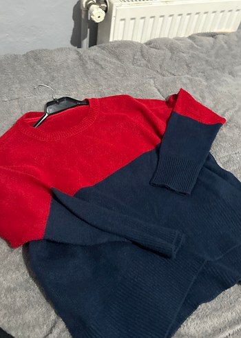 Kırmızı Lacivert Kadın Triko Kazak - Görsel 3