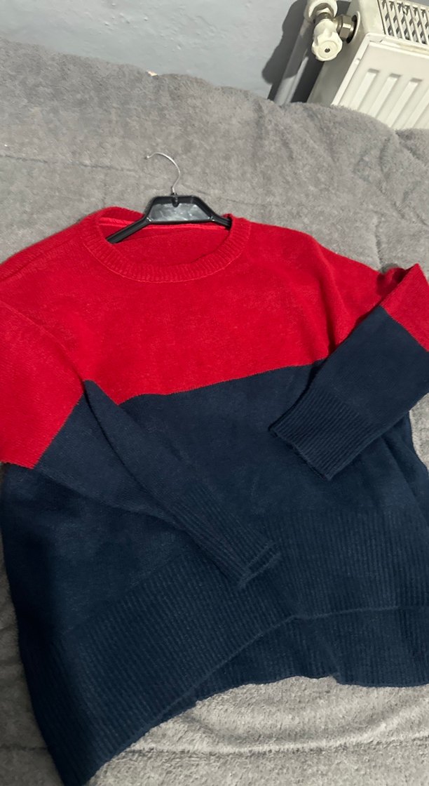 Kırmızı Lacivert Kadın Triko Kazak - Görsel 2