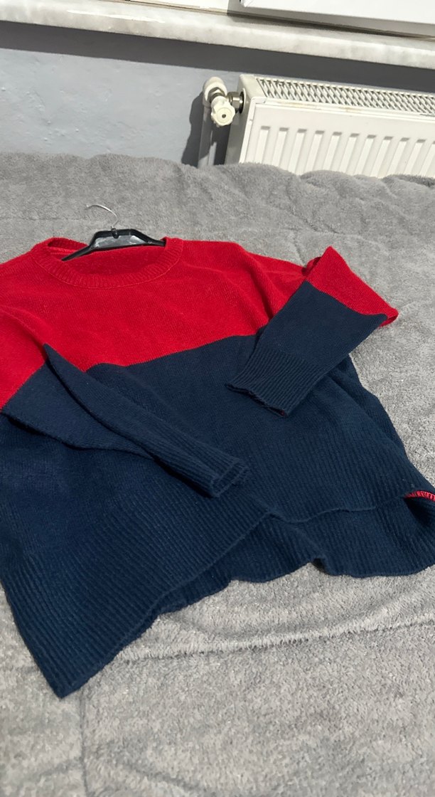 Kırmızı Lacivert Kadın Triko Kazak - Görsel 4