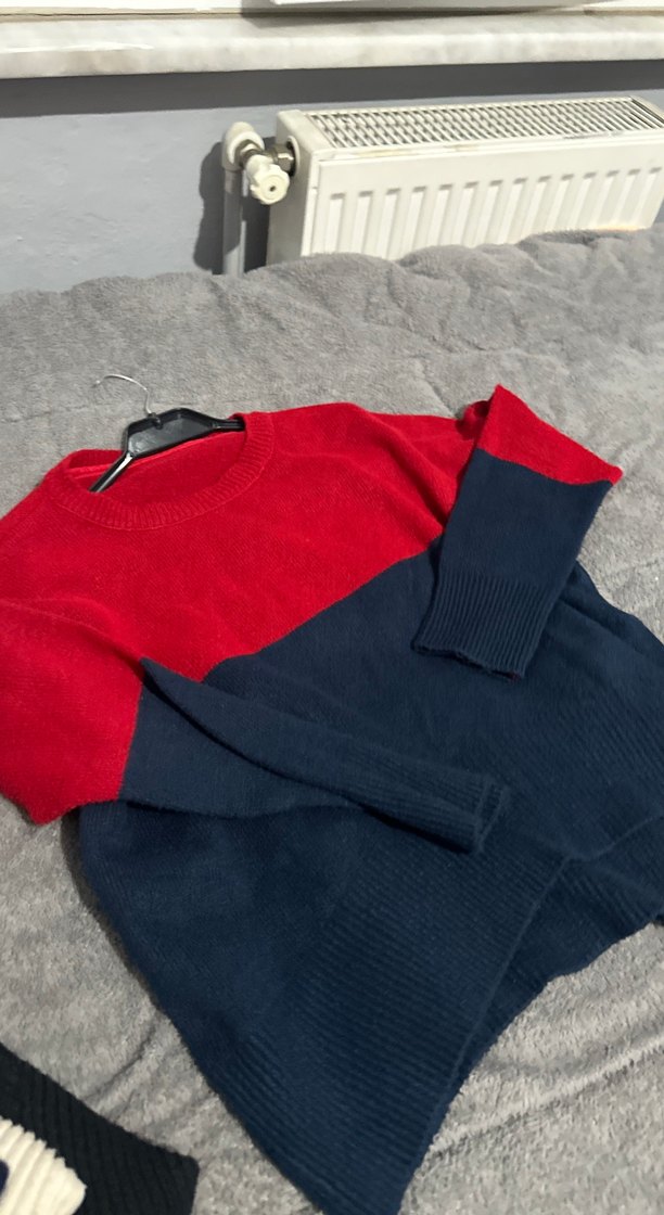 Kırmızı Lacivert Kadın Triko Kazak - Görsel 3