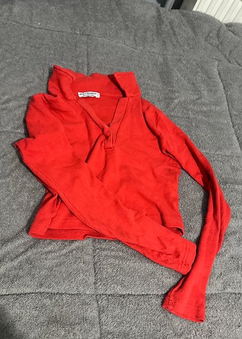 Kırmızı Uzun Kollu Dar Kesim Kadın Kazak - Görsel 2