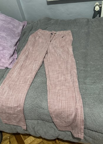 Düğmeli Bej Kadın Keten Pantolon - Görsel 6