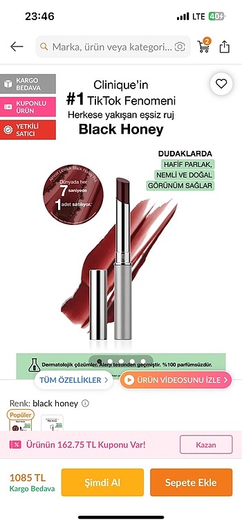 Clinique Black Honey Lipstick Ruj
