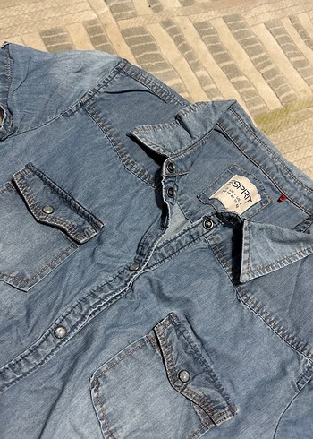 Kadın Mavi Kısa Kollu Denim Gömlek - Görsel 2