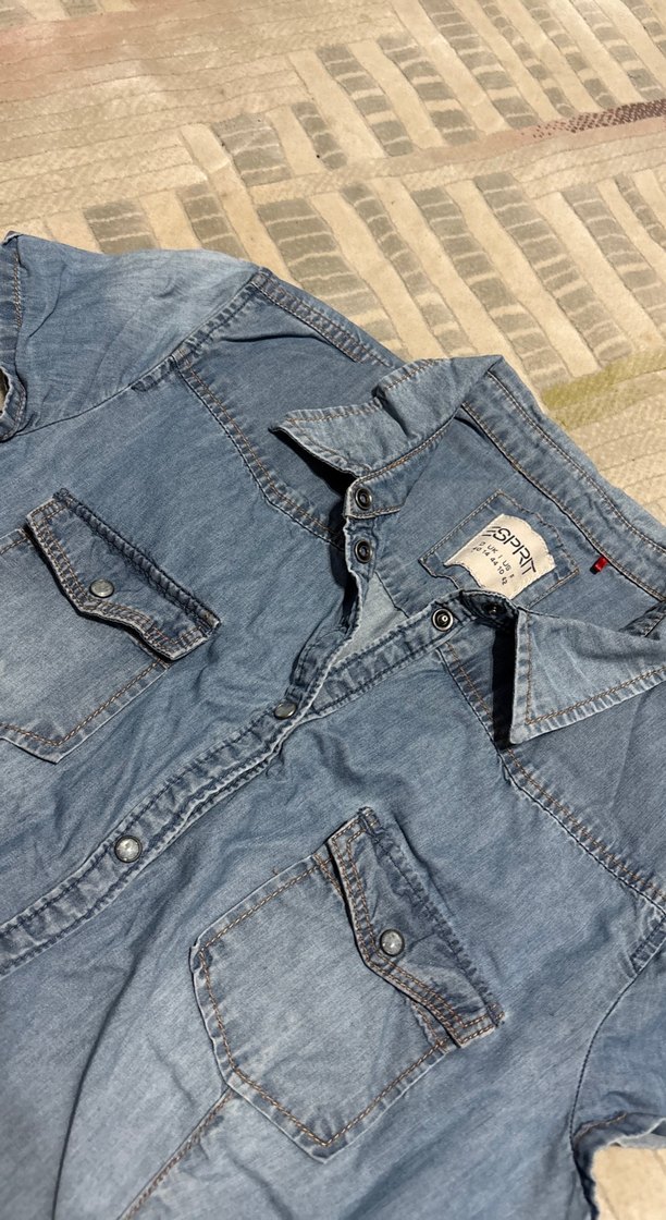 Kadın Mavi Kısa Kollu Denim Gömlek - Görsel 2