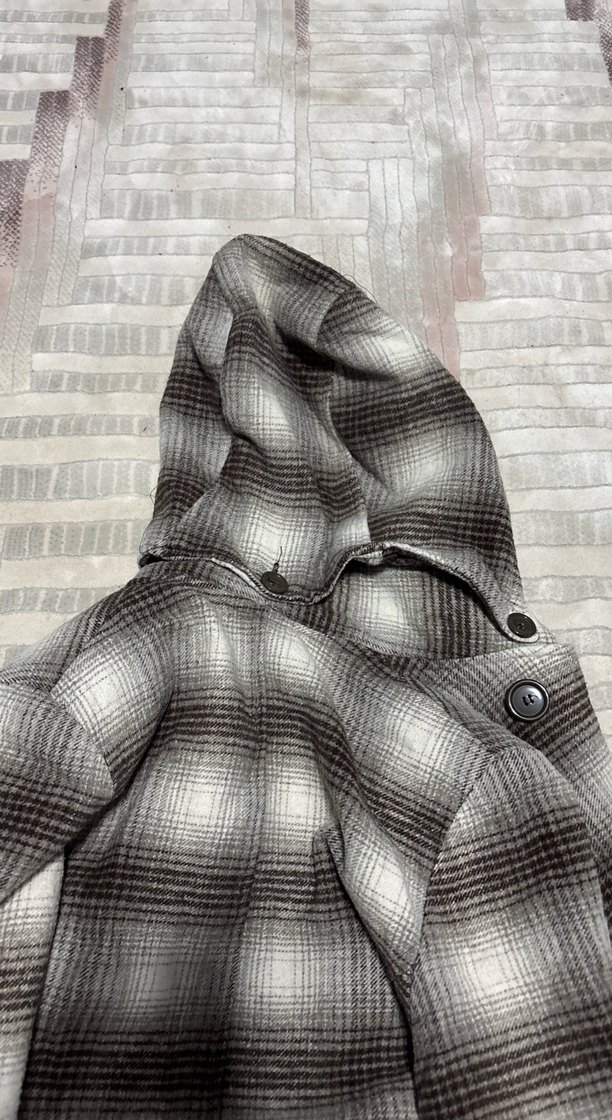 Düğmeli Gri Ekoseli Midi Kadın Kaban - Görsel 3