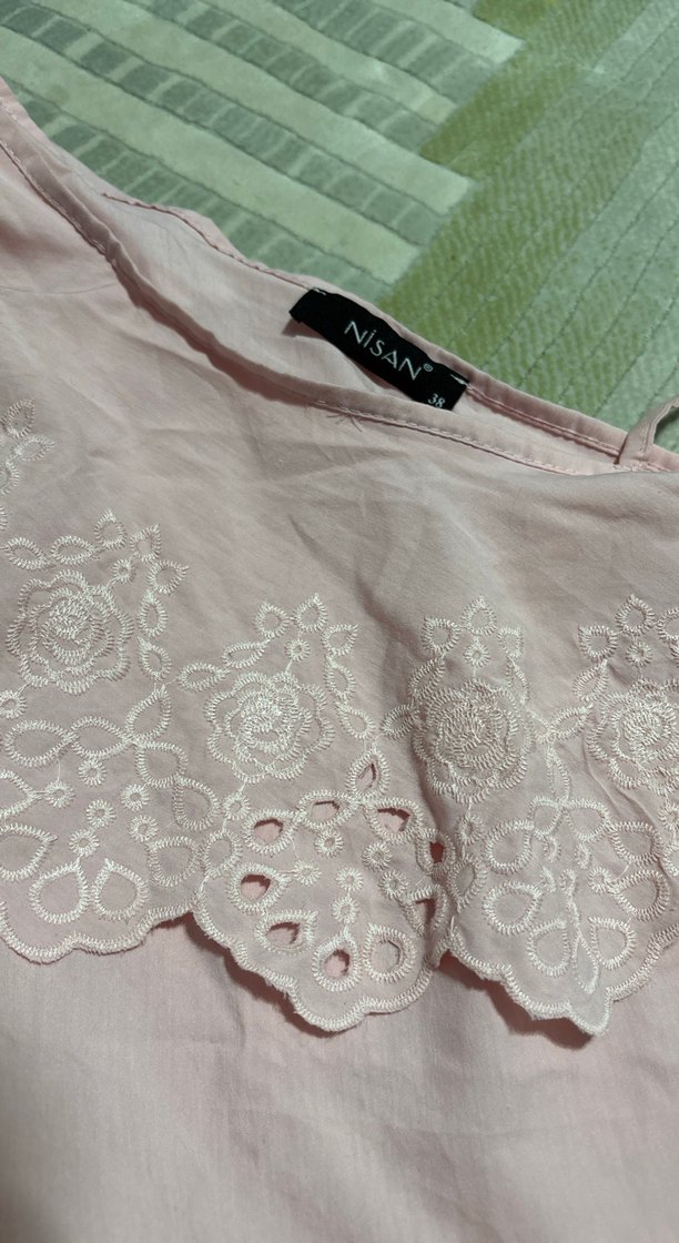 Dantel Detaylı Pembe Straplez Mini Bluz - Görsel 3