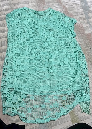 Yeşil dantelli tunik - Görsel 4