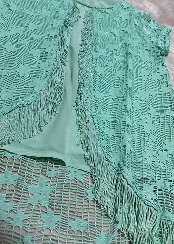 Yeşil dantelli tunik - Görsel 3