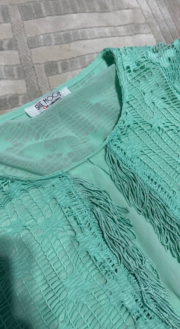 Yeşil dantelli tunik - Görsel 2