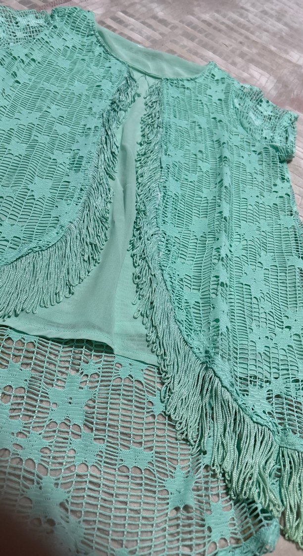 Yeşil dantelli tunik - Görsel 3