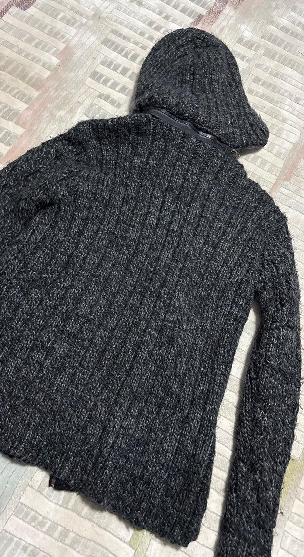 Kapüşonlu Örgü Gri Kadın Ceket - Görsel 4