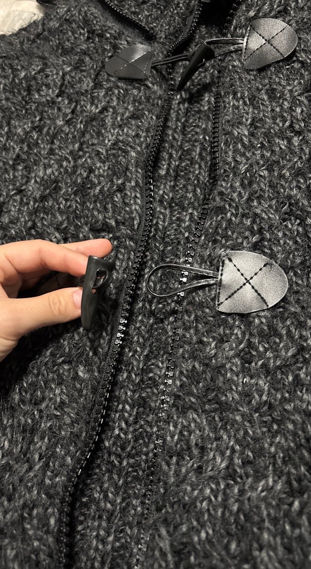 Kapüşonlu Örgü Gri Kadın Ceket - Görsel 2