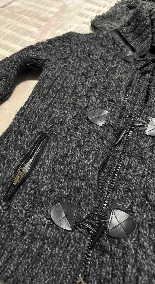 Kapüşonlu Örgü Gri Kadın Ceket - Görsel 3