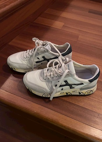 Premiata Beyaz Gri Bağcıklı Erkek Spor Ayakkabı - Görsel 4