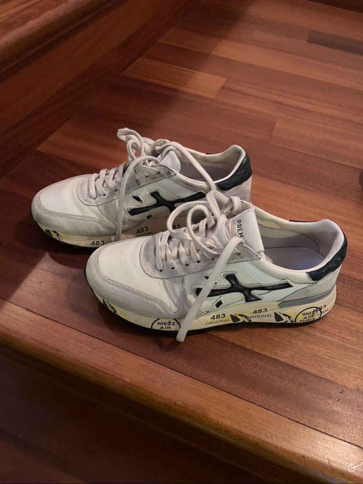 Premiata Beyaz Gri Bağcıklı Erkek Spor Ayakkabı - Görsel 4