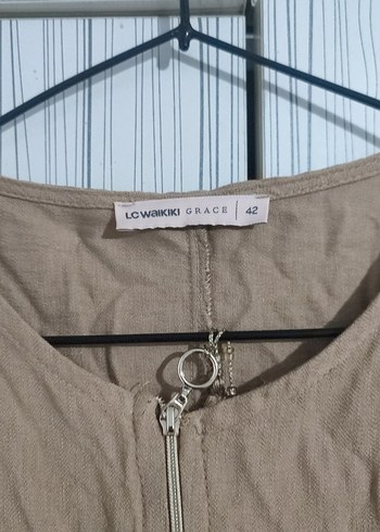 Bej Uzun Kollu Kadın Elbisesi - Görsel 2