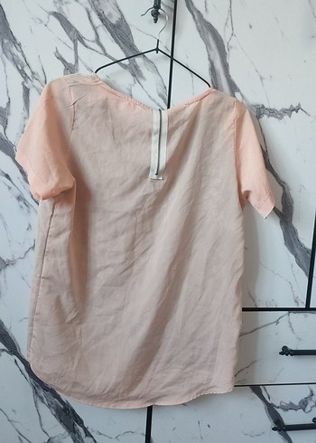 Kız Çocuk Pembe Kısa Kollu Dantel Detaylı Tişört - Görsel 3