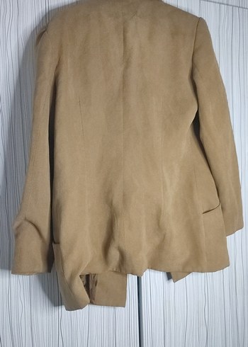 38 Beden Bej Süet Kadın Blazer Ceket
