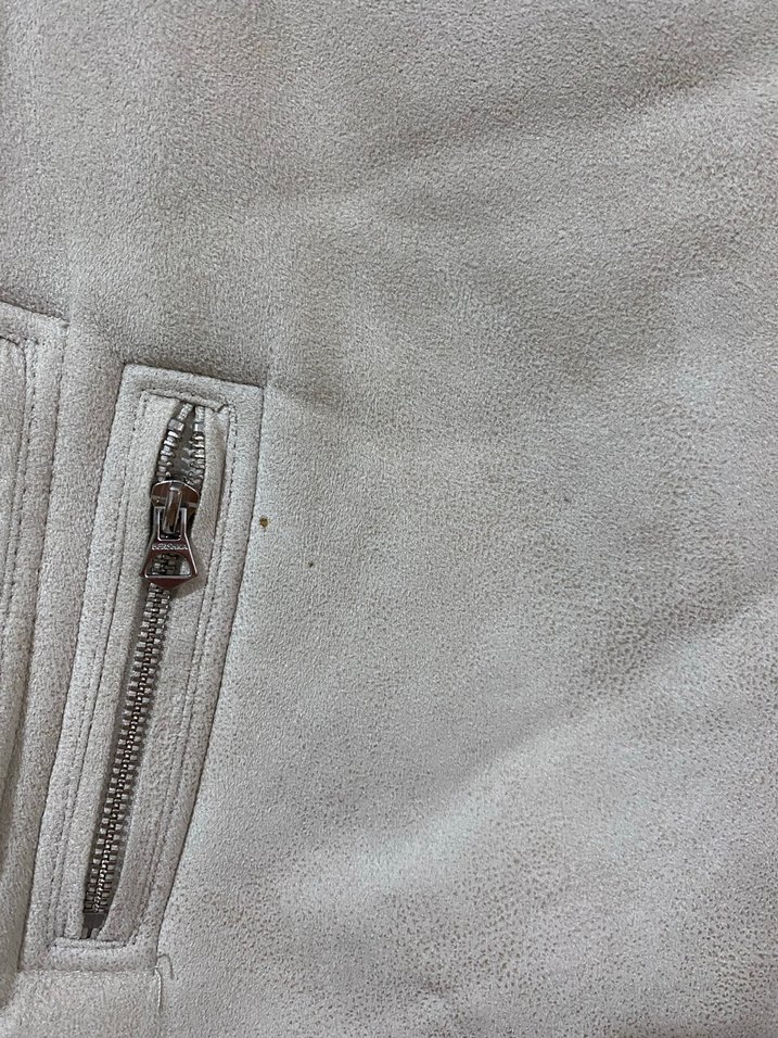 Krem Süet Kadın Ceket, Kürklü, Günlük Şık - Görsel 4