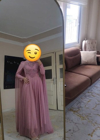 Abiye simli taşlı tesettür abiye