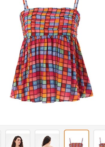 ADL xs beden renkli Pilili Mini Askılı Bluz pantolon takim - Görsel 5