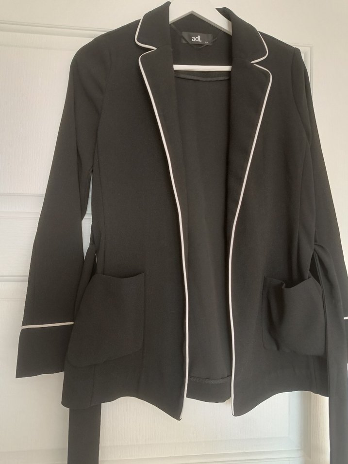 ADL xs Kadın Siyah Kuşaklı Blazer ceket - Görsel 3