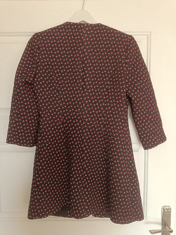 ADL xs bordo Desenli Uzun Kadın Ceket - Görsel 3