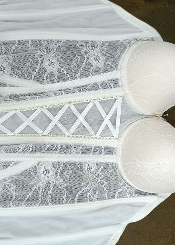 80 beden beyaz Vintage Bohem Midi Büstiyer - Görsel 4